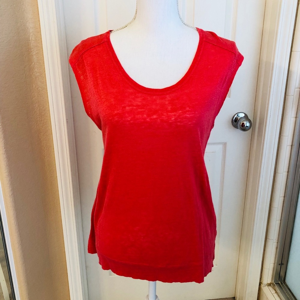 Cynthia Rowley Red Short Sleeve Scoop Neck Tee